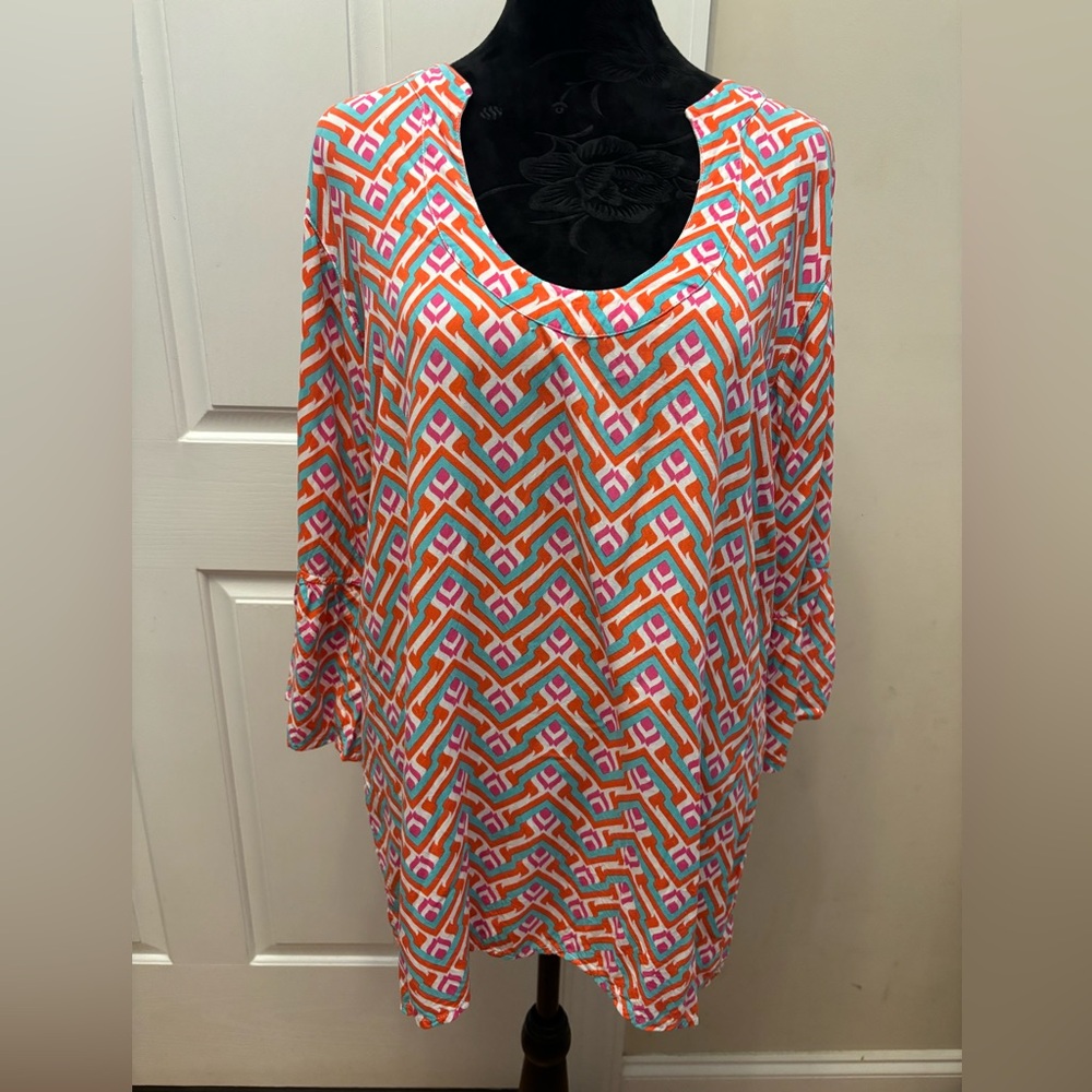 Escapada plus size Colorful Geometric Print Tunic